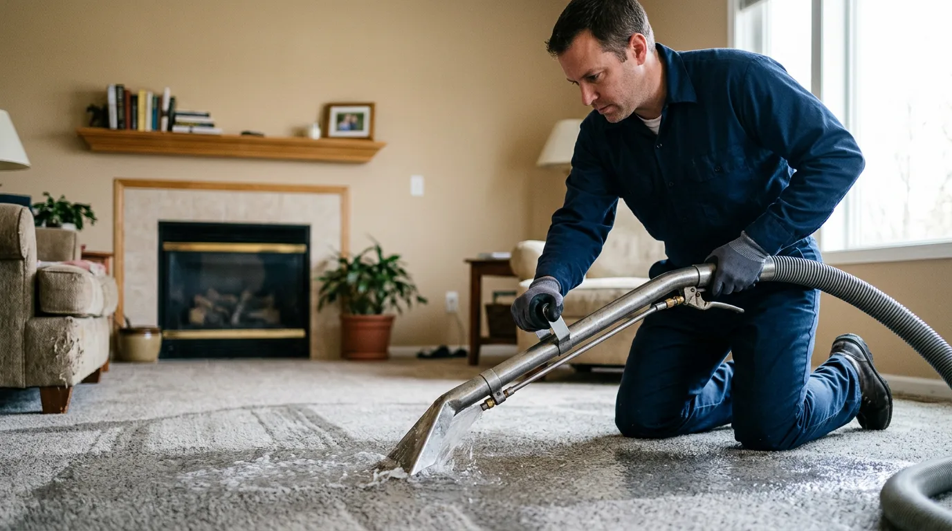 Water damage restoration technician working near South Range, WI